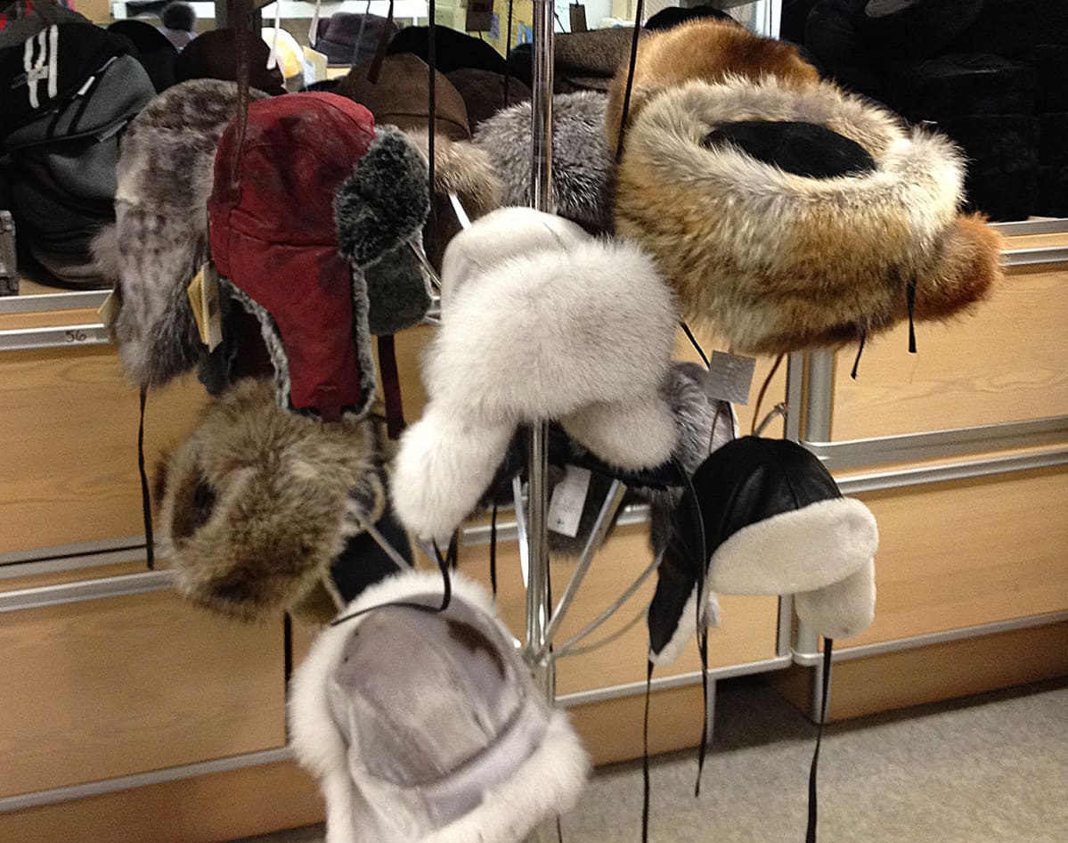 Karvahattuja telineessä