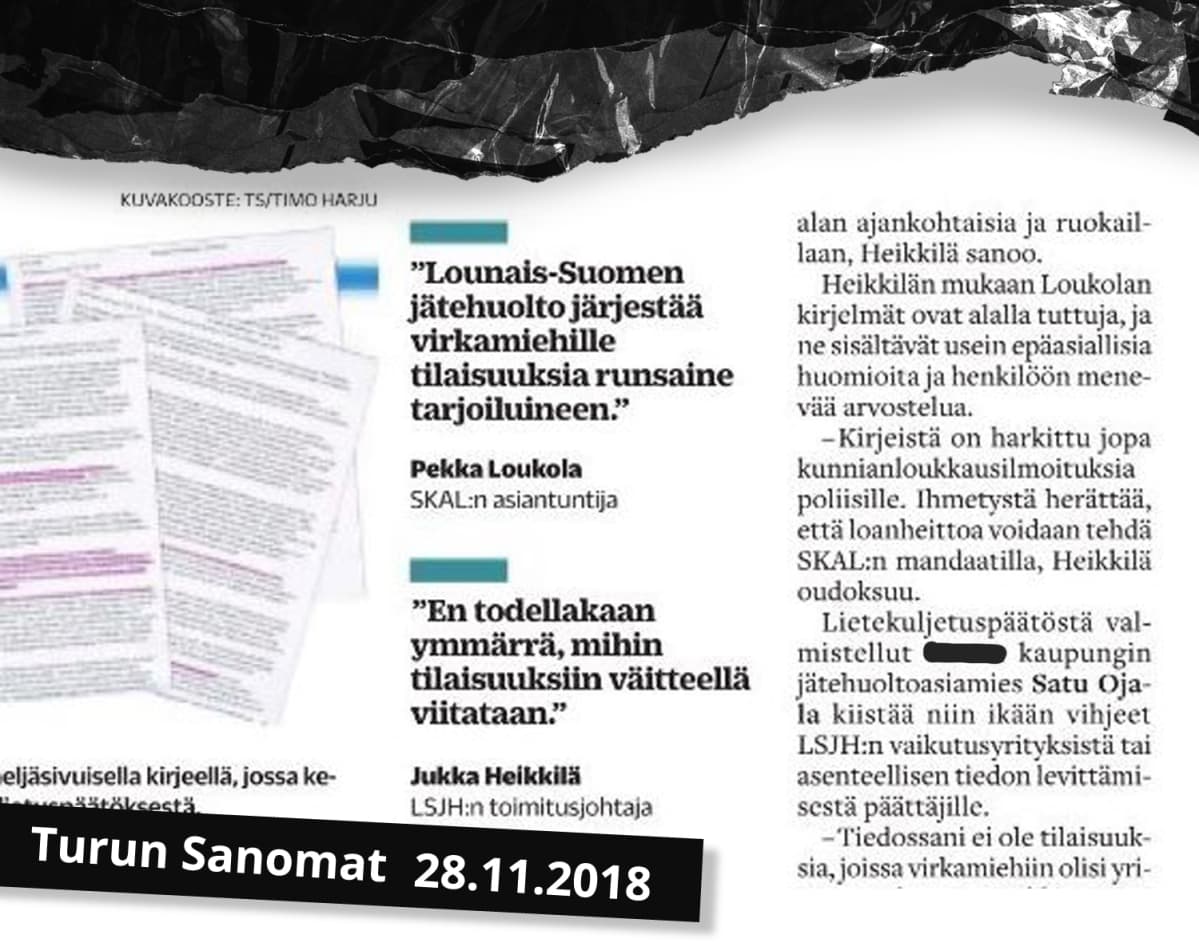 Kollaasi kuva Turun Sanomien mielipidepalstalta