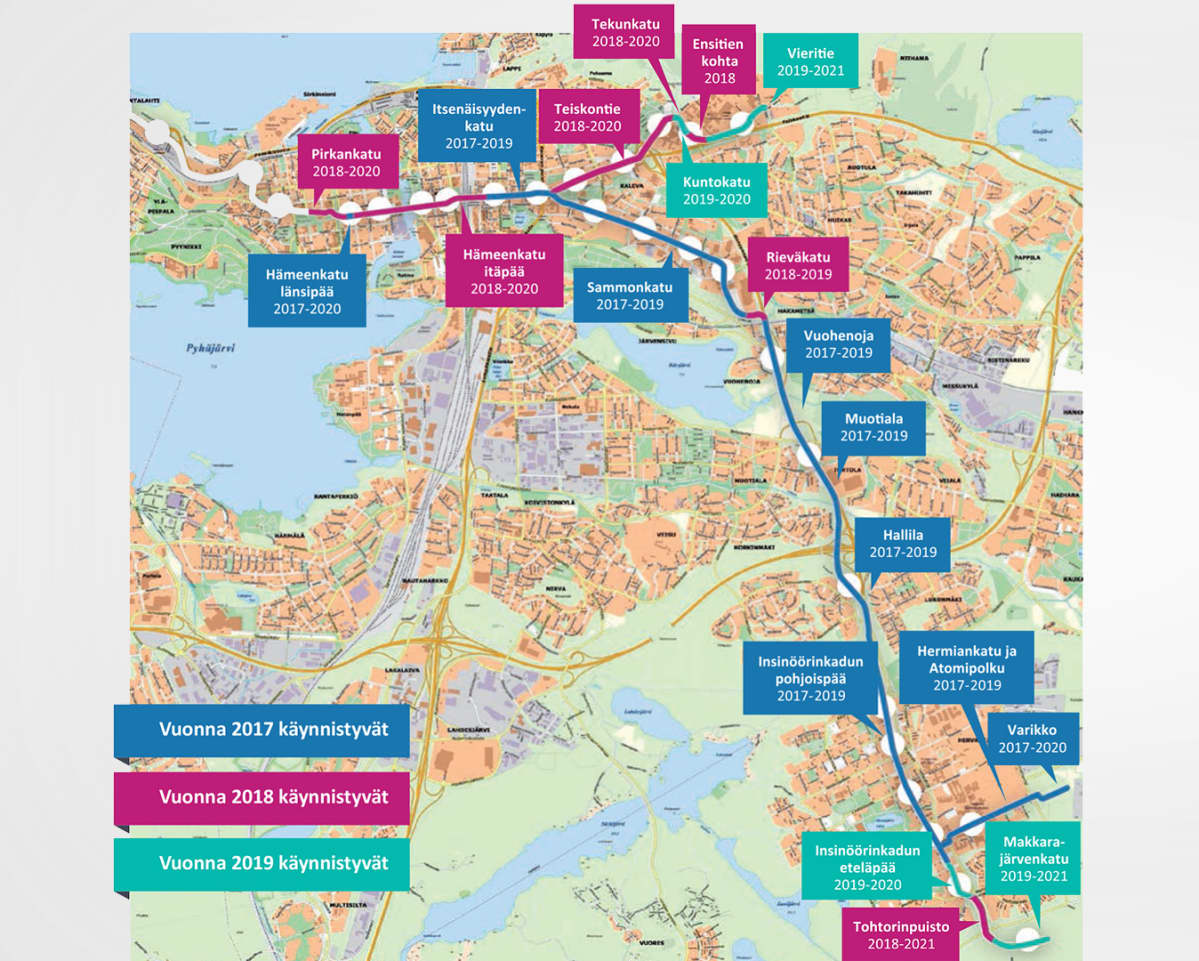 Raitiotien aikataulu