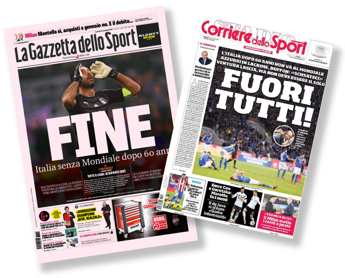 La Gazzetta dello Sport- ja Corriere dello Sport-lehtien kannet.
