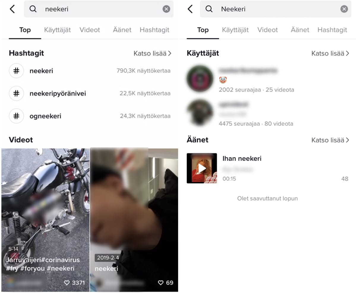Kuvankaappaus Tiktok-palvelusta