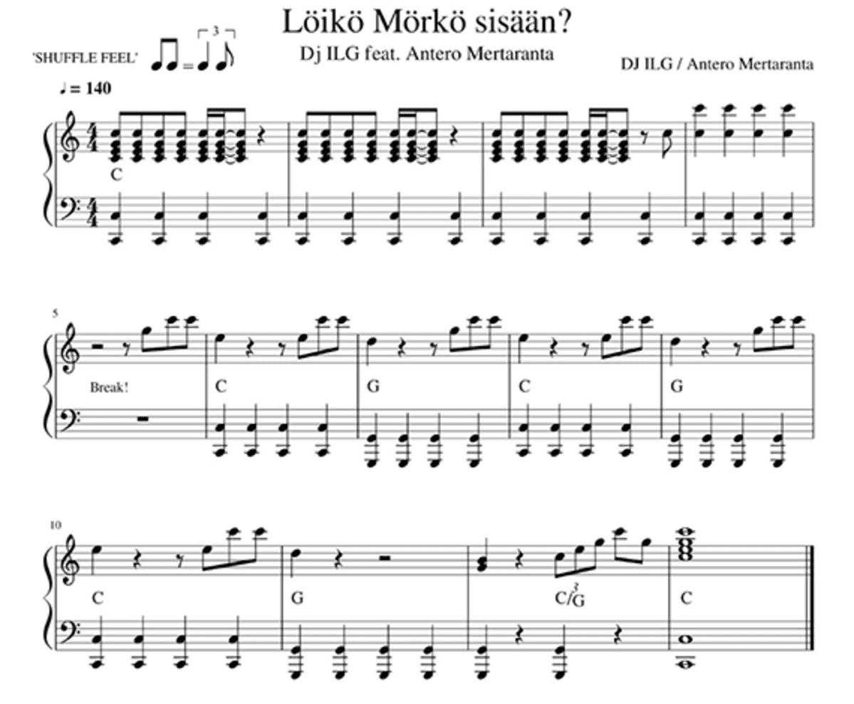 Löikö Mörkö sisään -nuotit