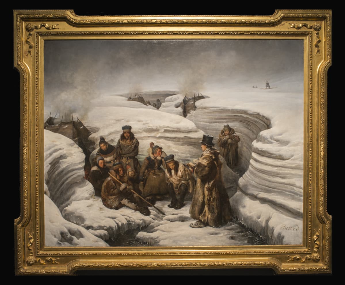 Karessuvannon kirkkoherra Lars Levi Laestadius ikuistettuna ranskalaismaalaukseen.