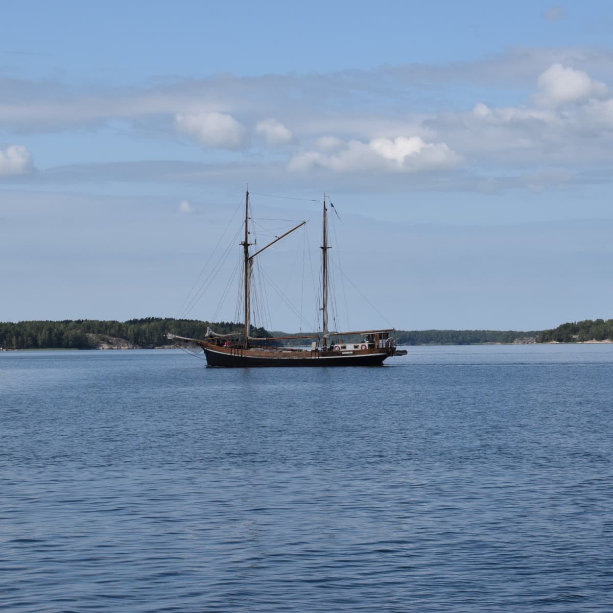 Purjevene kesäisellä merellä.