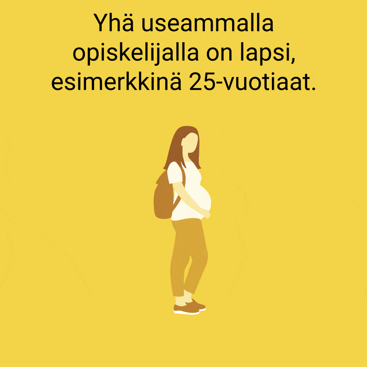 Yhä useammalla opiskelijalla on lapsi, esimerkkinä 25-vuotiaat.