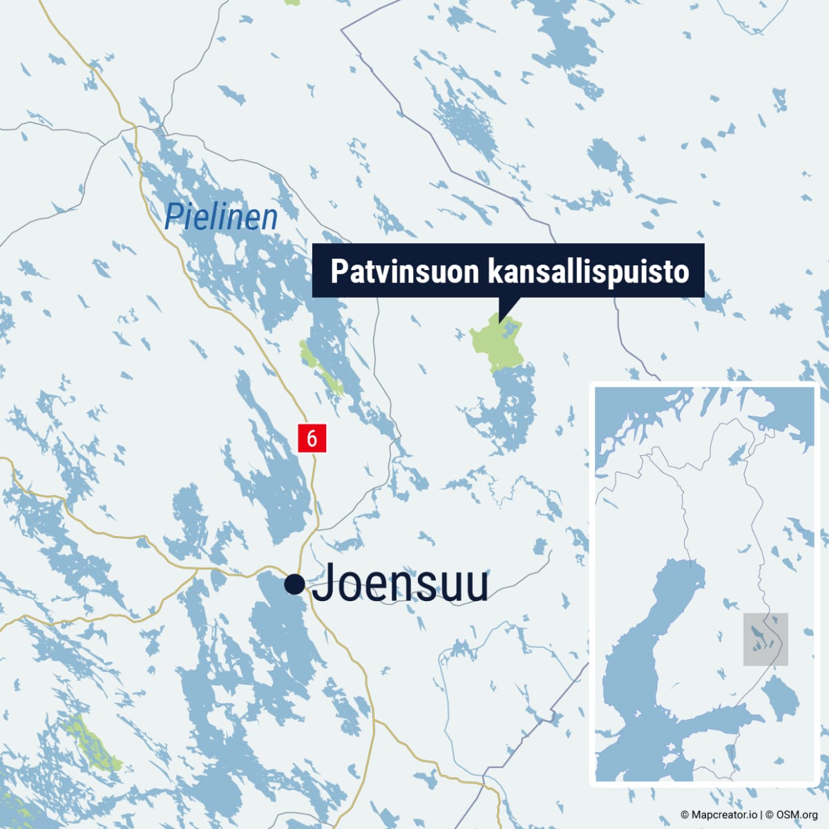 Patvinsuon kansallispuisto sijaitsee Pohjois-Karjalassa.