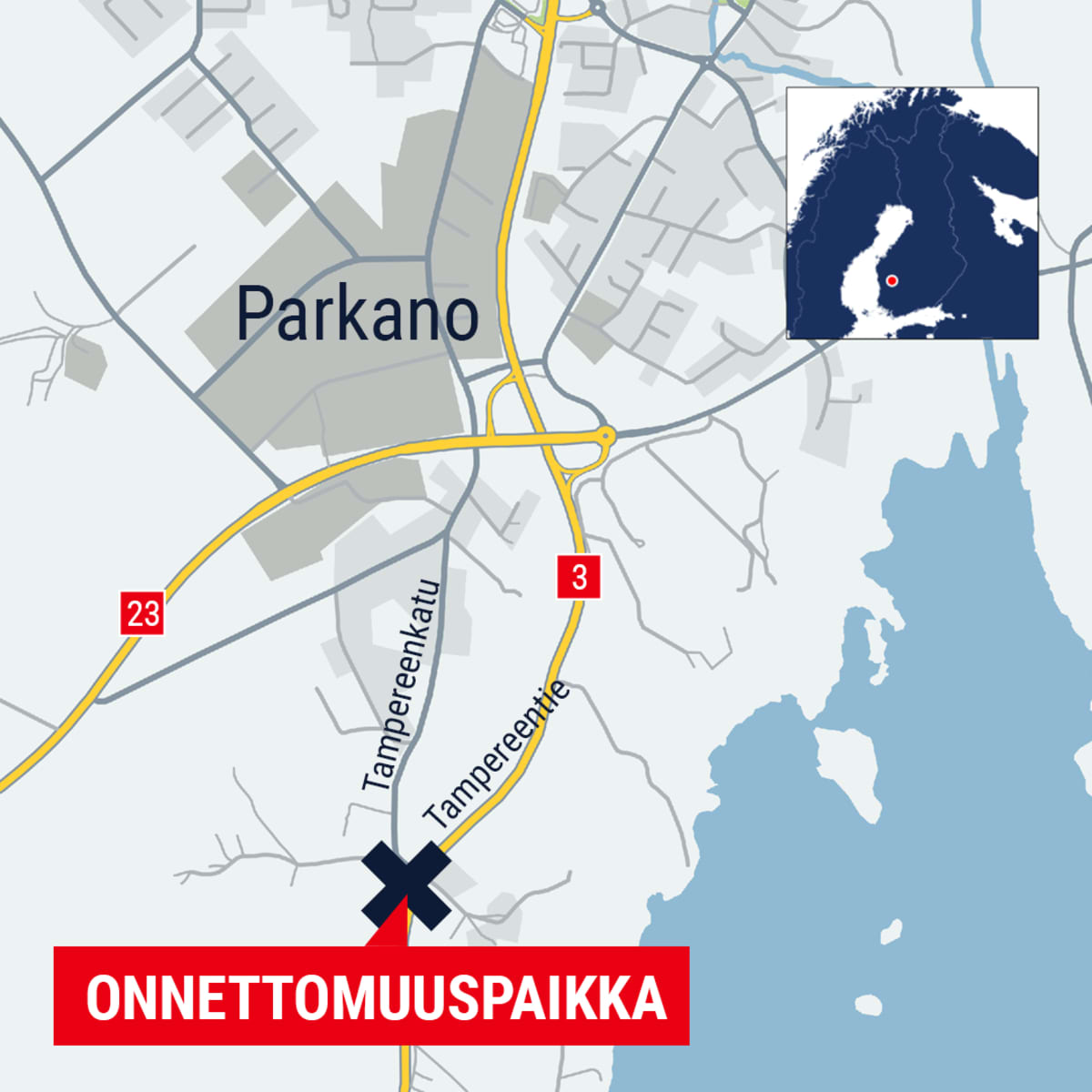 Onnettomuuspaikka Parkanossa.