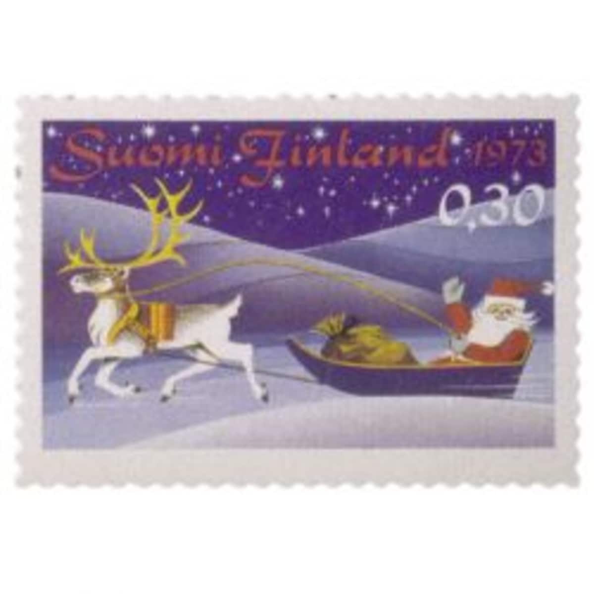 Postimerkki joulupukki reessä