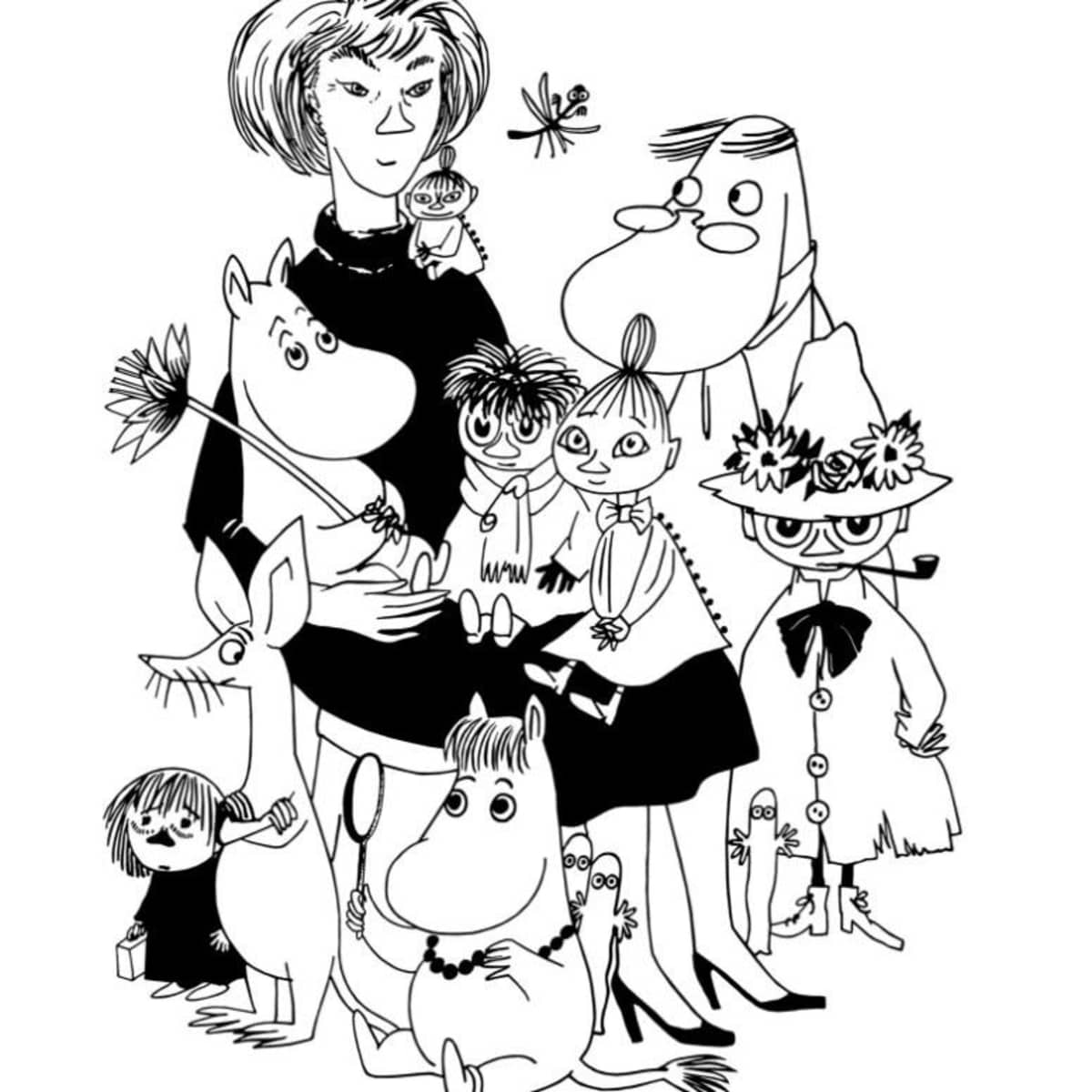 muumeja ja Tove Jansson piirrettyinä