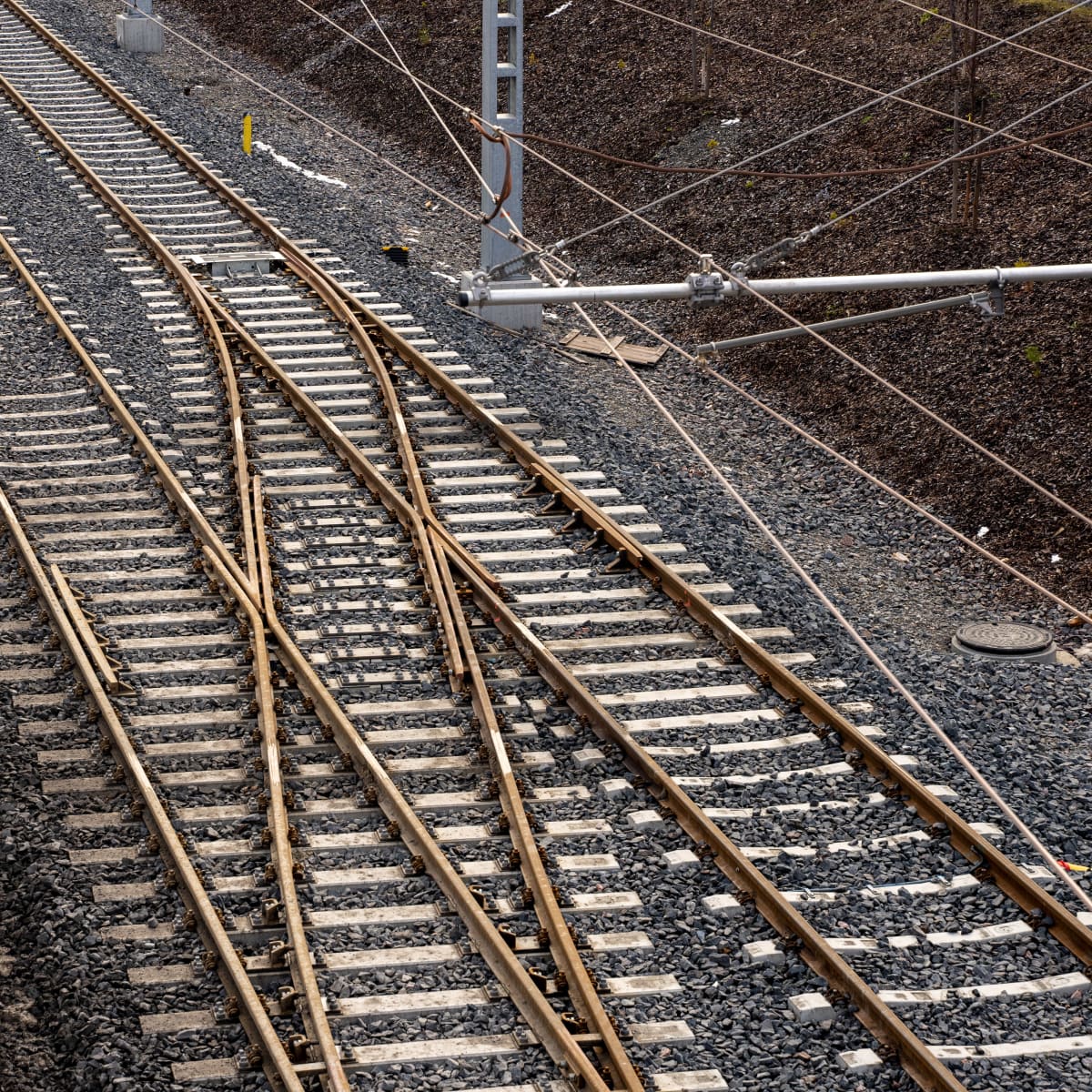Tampereen ratikan kiskot Hervannan valtaväylällä.