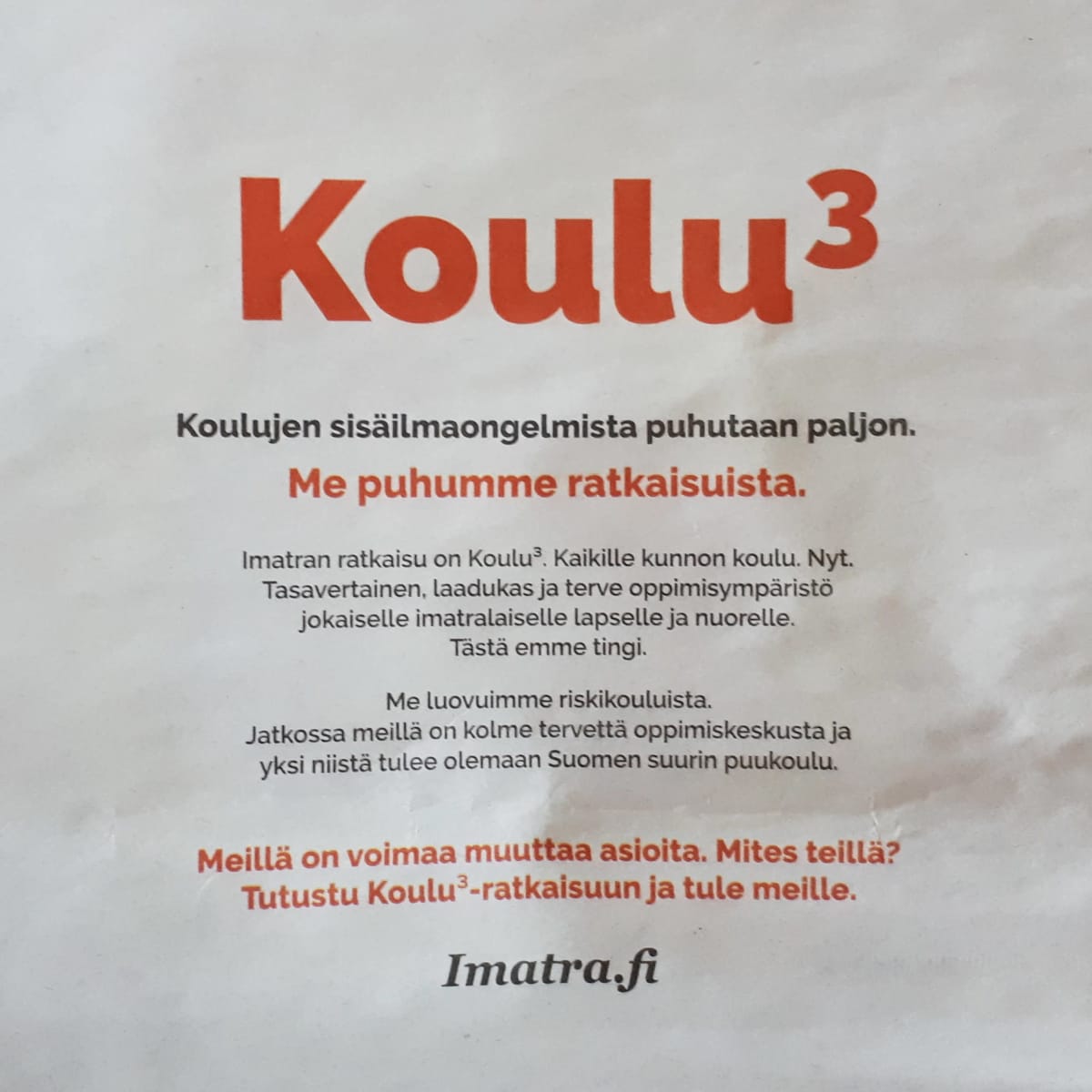 Imatran kaupungin mainos lehdessä
