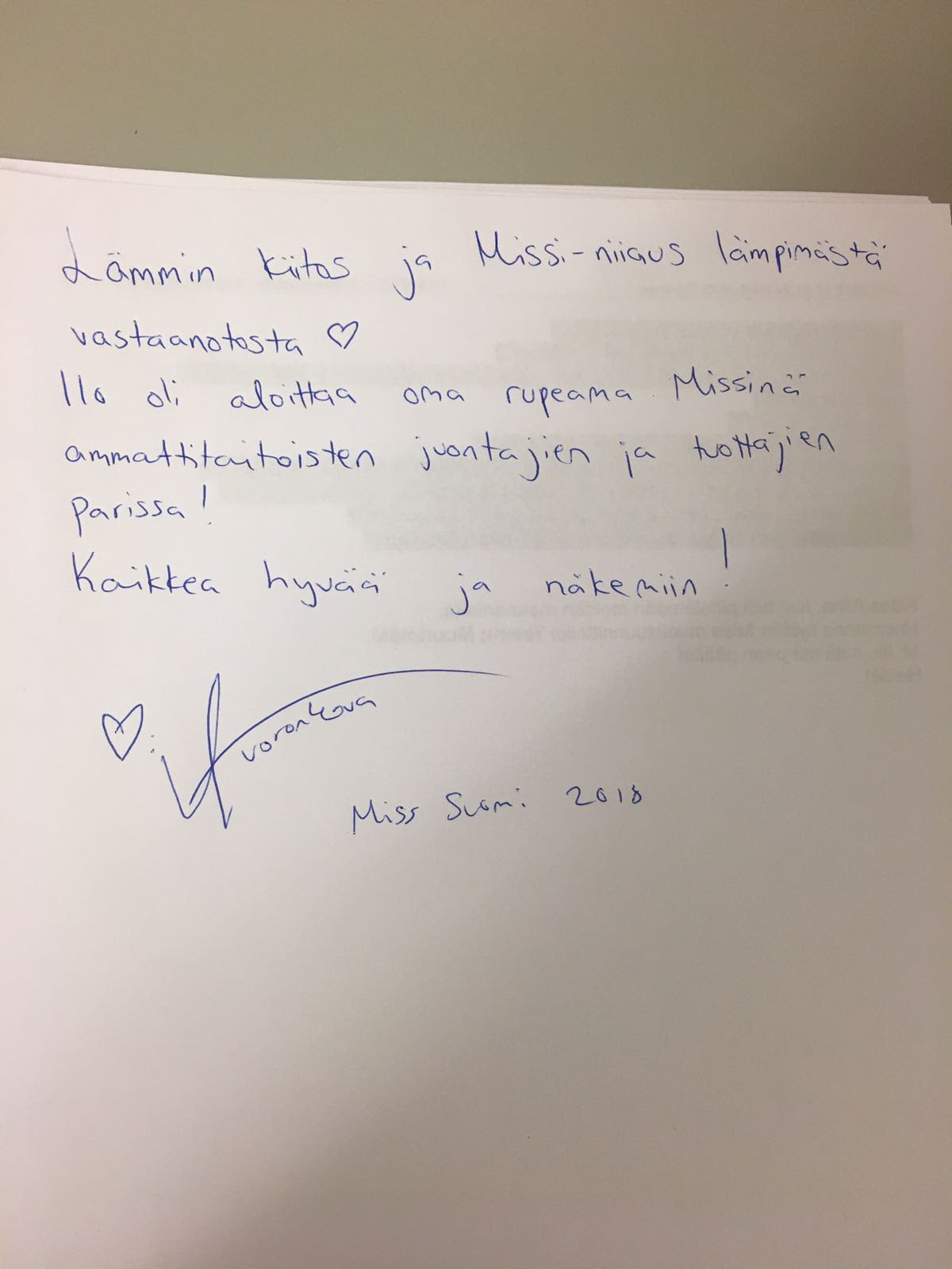 Alina Voronkovan vieraskirjamerkintä