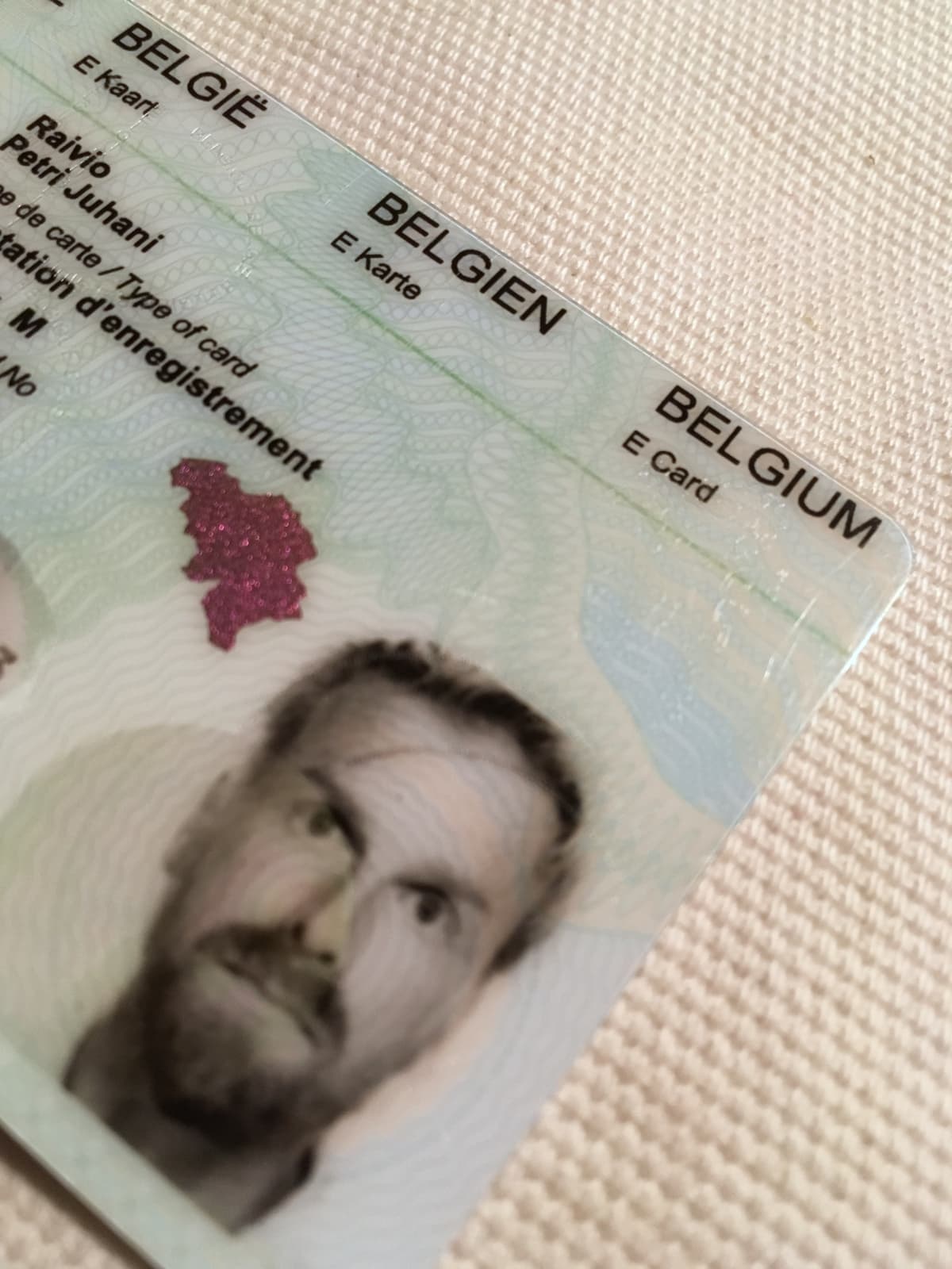 Belgialainen id-kortti.
