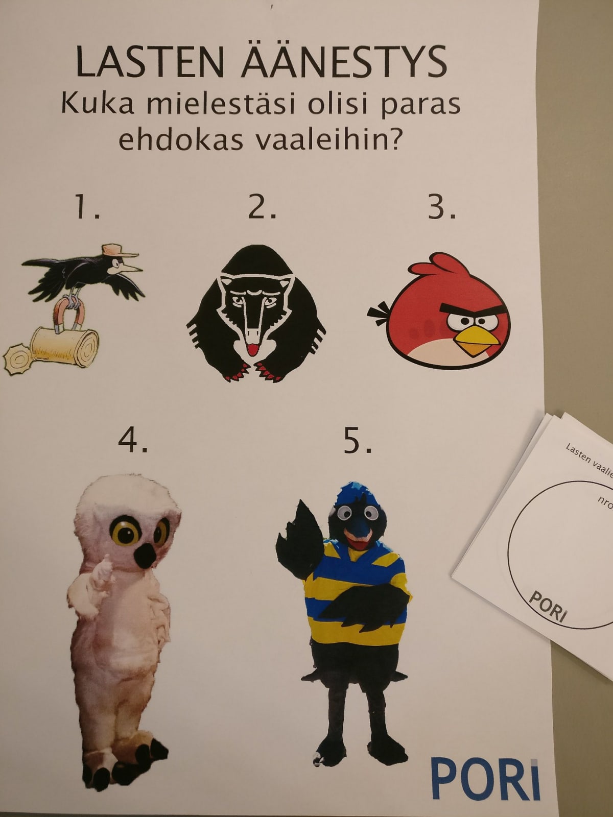 lasten äänestyslomake