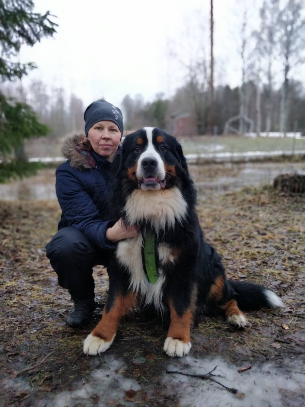 Kuvassa on koiranomistaja koirineen.