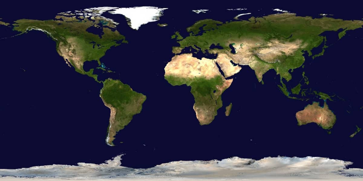 Satelliittikuva maapallosta vaakatasoon avattuna.