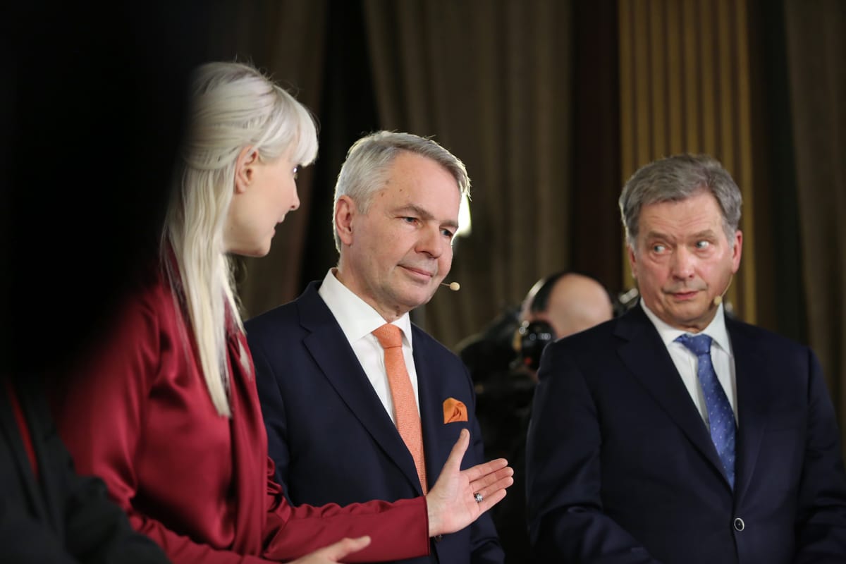 Laura Huhtasaari, Pekka Haavisto ja Sauli Niinistö.