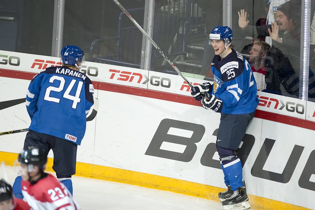 Julius Nättinen ja Kasperi Kapanen olivat vireessä alle 20-vuotiaiden MM-kisoissa Helsingissä.