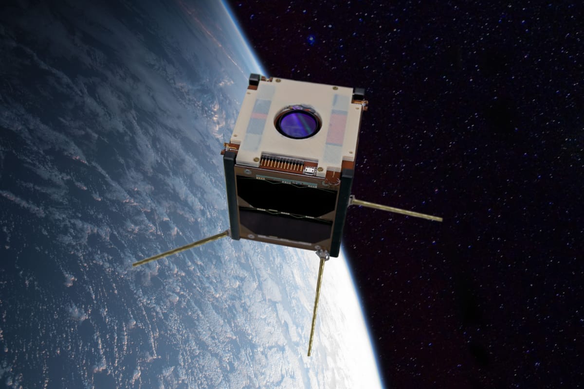 Suomi 100 -satelliitti renderointi avaruudessa
