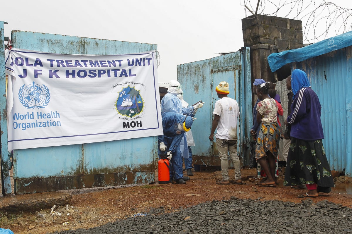 WHO:n ebolan hoitoon keskittynyt terveysasema Liberian Monroviassa.