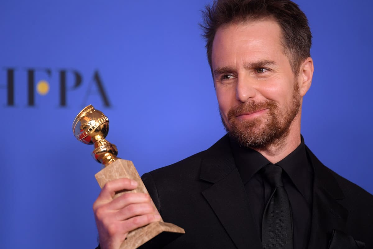 Sam Rockwell Golden Globe -juhlassa sunnuntaiyönä.