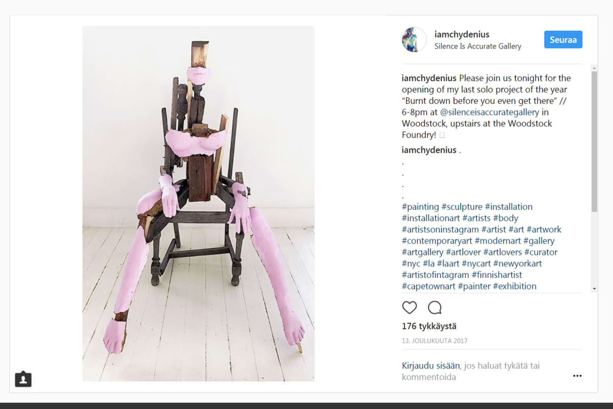Kuvakaappaus Isabella Chydeniuksen Instagram-tililtä.