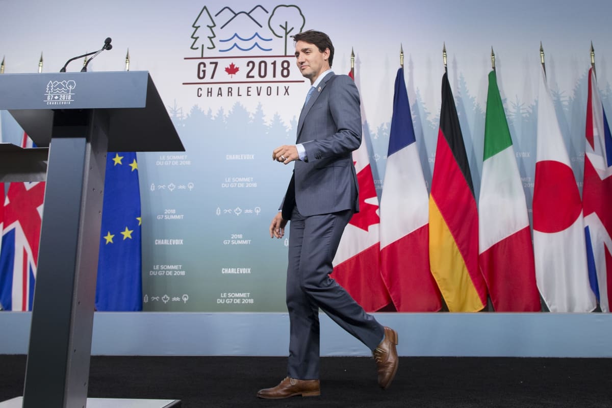 Kanadan pääministeri Justin Trudeau G7-maiden kokouksessa.