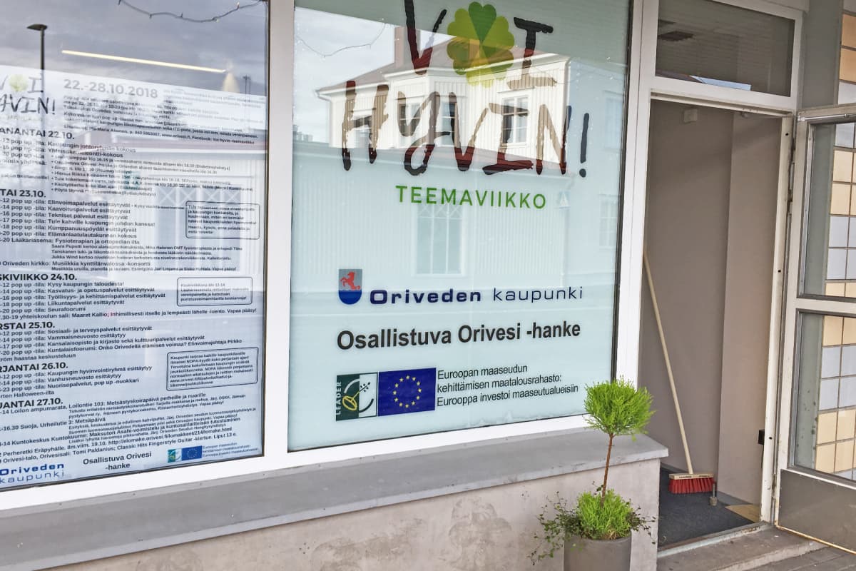 Oriveden kaupungin pop up -toimisto Keskustiellä.