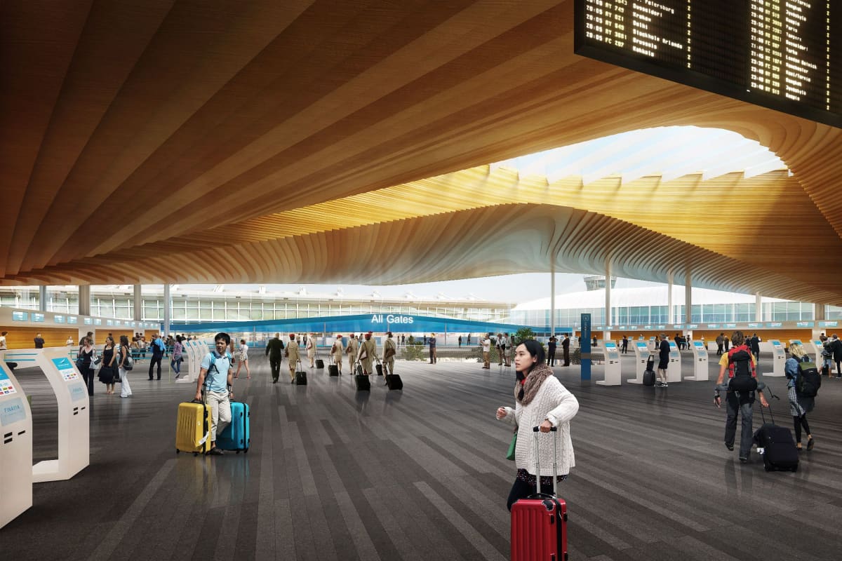 Helsinki-Vantaa lentoasema uusi terminaali 2 sisältä