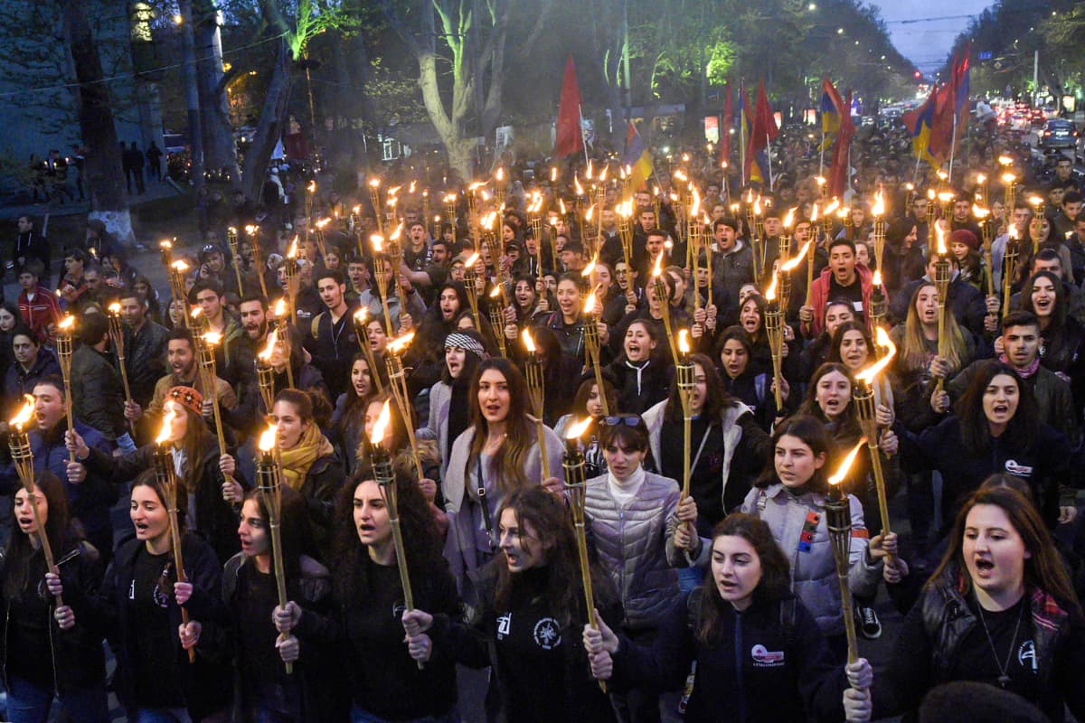 Armenian kansanmurhan muistopäivää vietettiin Jerevanissa 24. huhtikuuta.