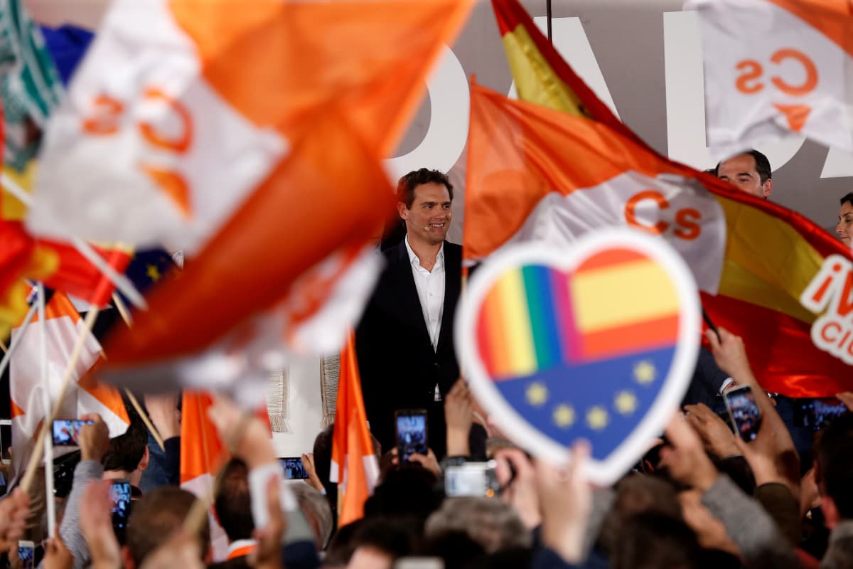 Oikeistoliberaalin Ciudadanosin puoluejohtaja Albert Rivera.