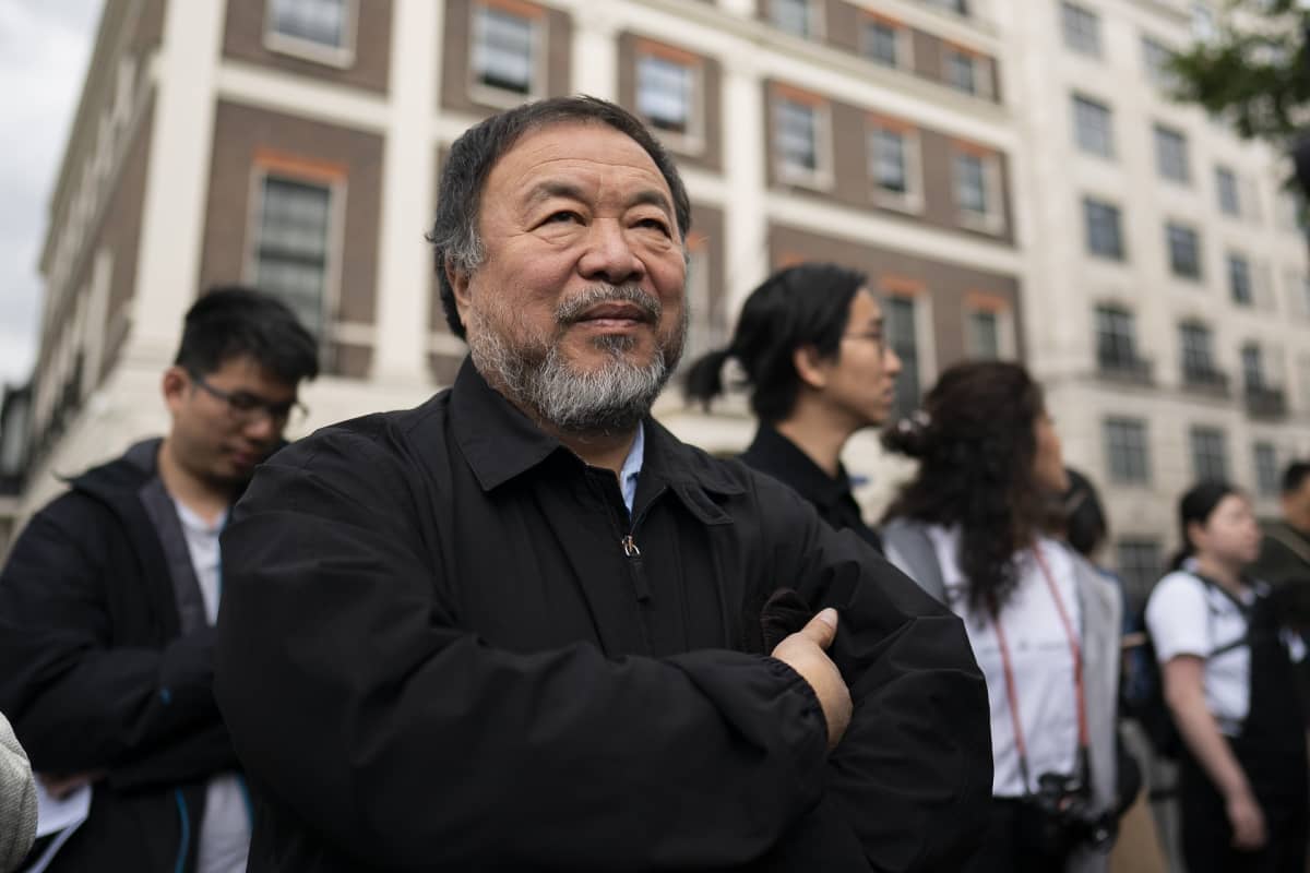 Kiinalainen taiteilija ja yhteiskuntakriitikko Ai weiwei osallistui tukiprotestiin Lontoossa 9. kesäkuuta.