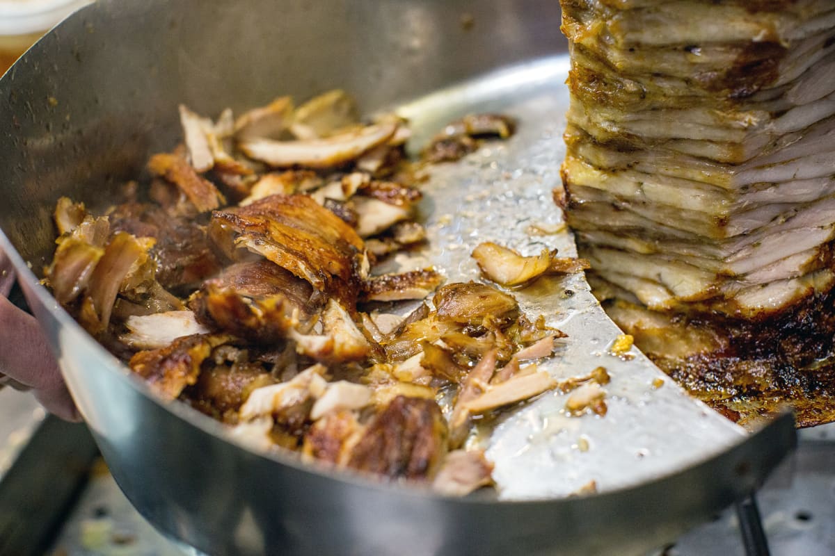 Leikattua kebablihaa.