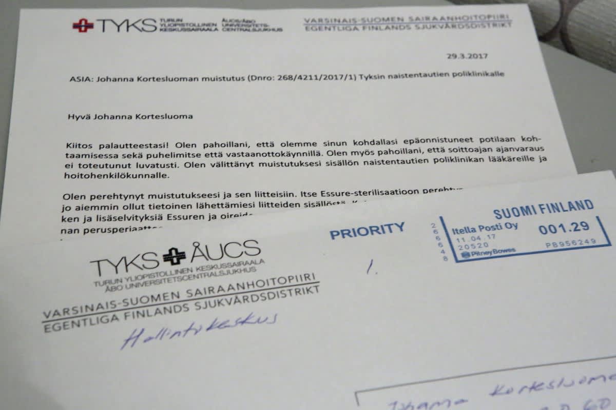 vastaus muistutukseen