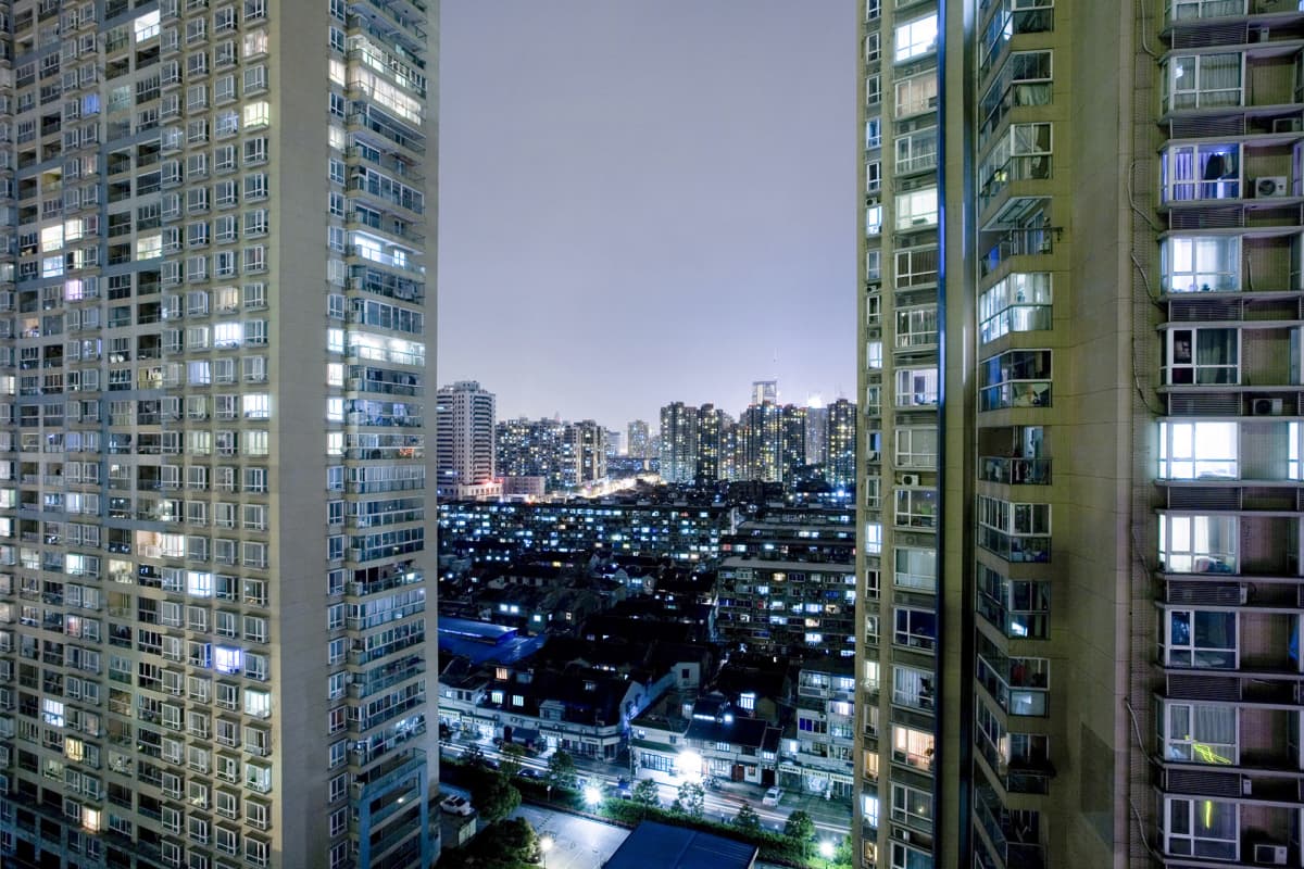 Asuinkerrostaloja Shanghaissa.