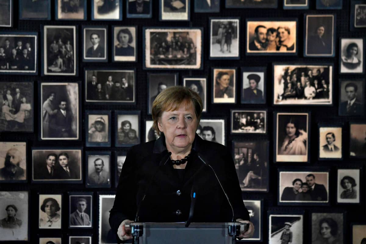 Angela Merkel vieraili Auschwitzin keskitysleirissä 6. joulukuuta 2019.
