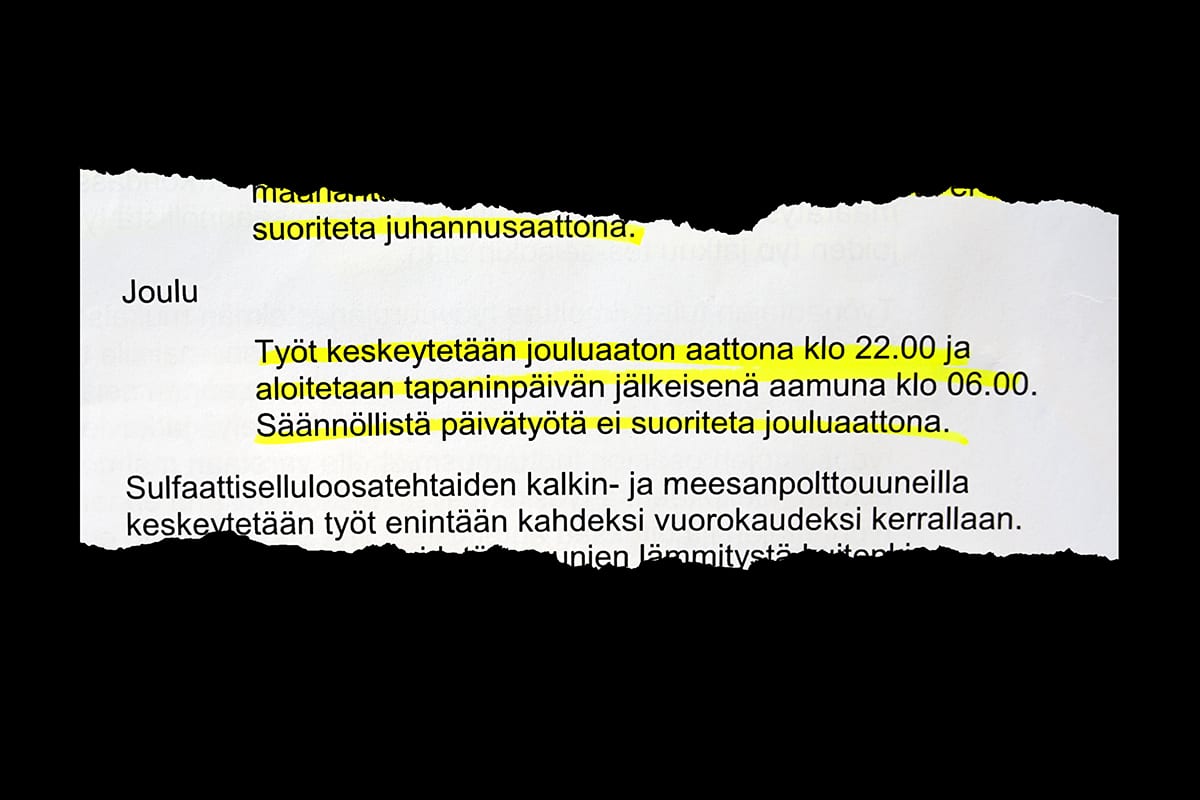 Paperileike työehtosopimuksesta.
