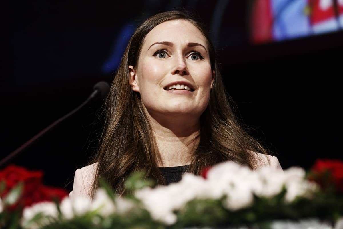 Pääministeri ja puolueen tuleva puheenjohtaja Sanna Marin Suomen Sosialidemokraattisen Puolueen 46. puoluekokouksessa Tampereella lauantaina 22. elokuuta 2020