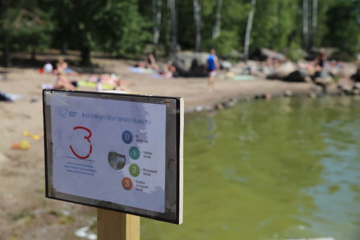 Espoo Mellstenin uimaranta sinileväkyltti.