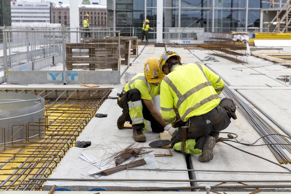 Keskustakirjaston rakennustyömaa Helsingissä.