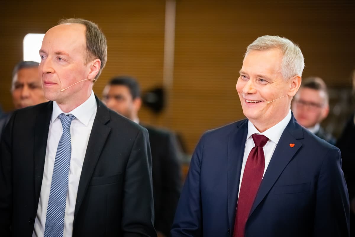 Eduskuntavaalit 2019. Pikkuparlamentin tulosilta. Jussi Halla-aho ja Antti Rinne.