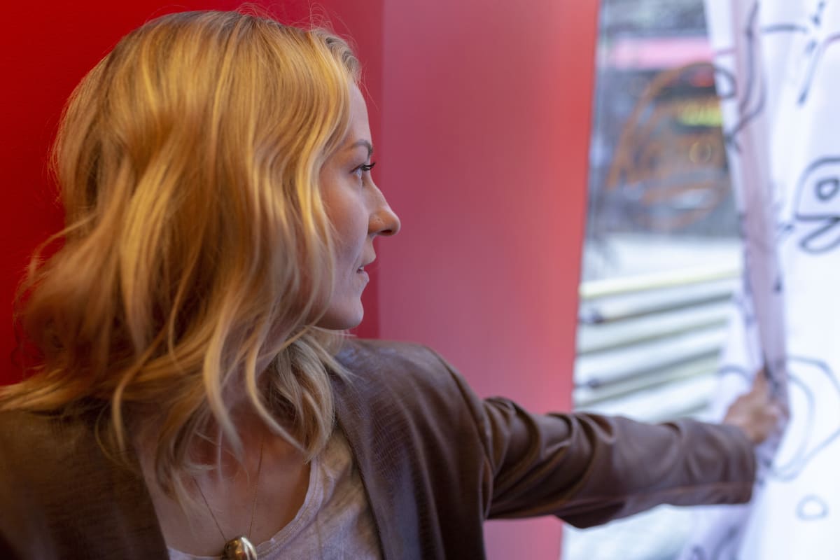 Mariska ravintola Kosmoksen aulassa.