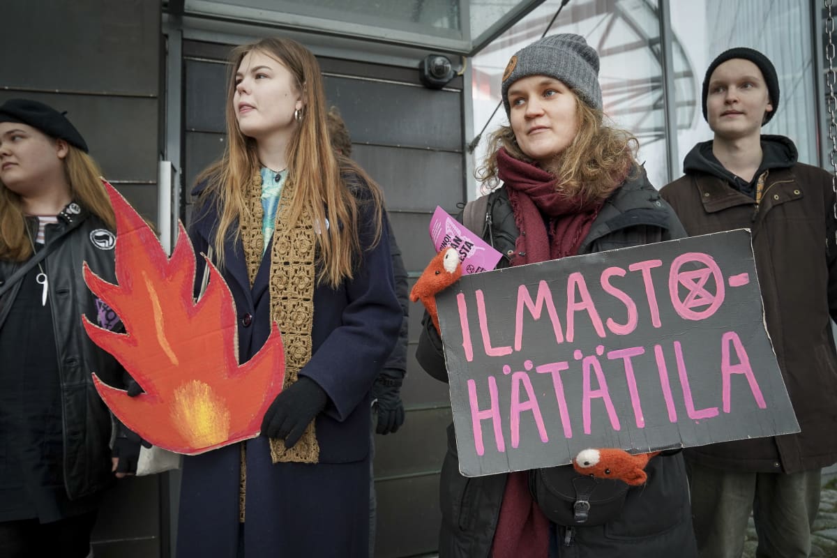 Elokapinan mielenosoitus Fortumin pääkonttorin edustalla 24.1.2020