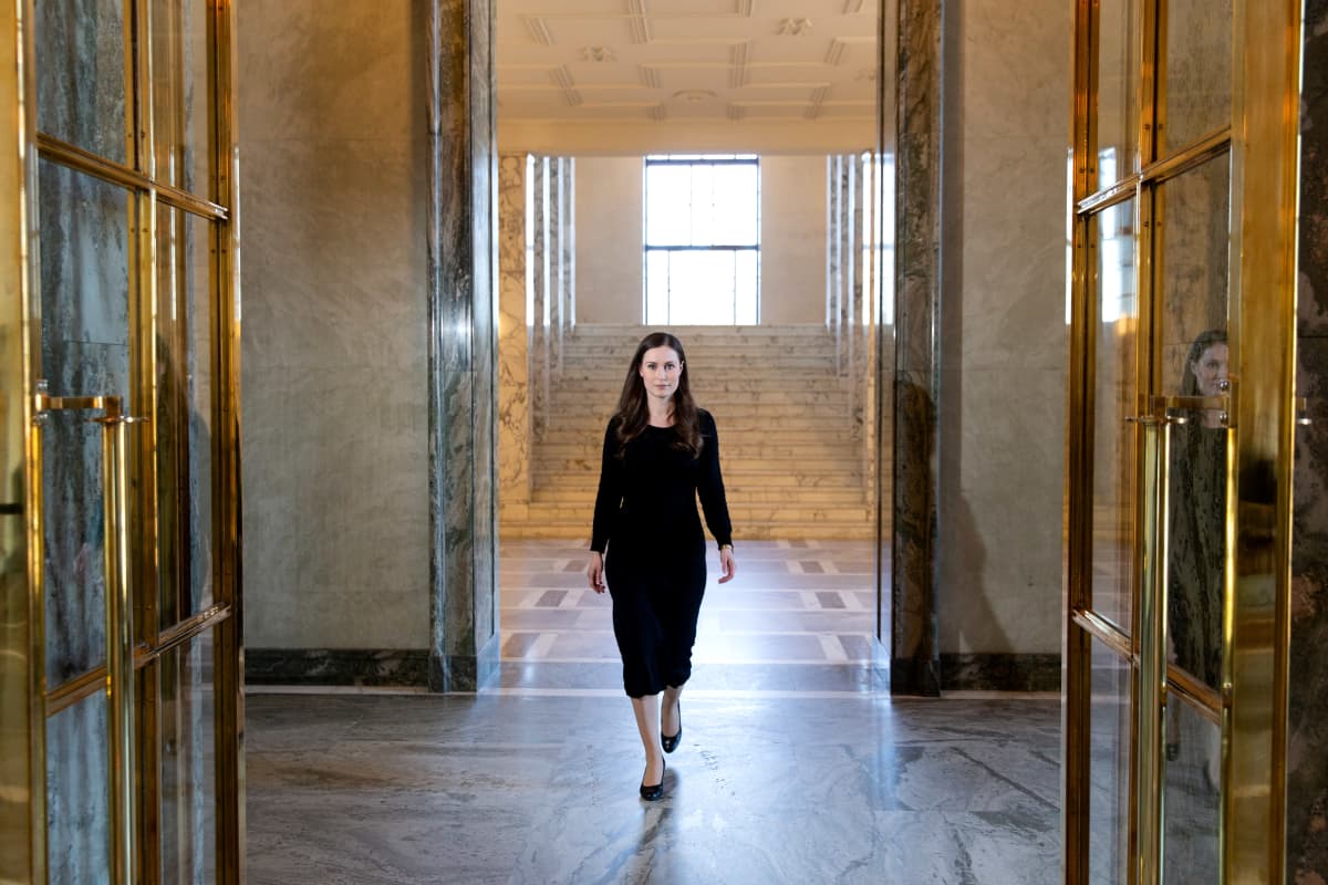 Pääministeri Sanna Marin eduskunnassa.