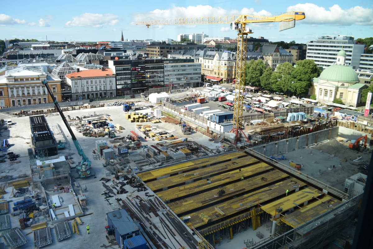 Turun toriparkin työmaa 7. elokuuta 2020.