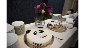 Ähtärin pandat lentokentällä.