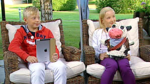 Viidesluokkalaiset Eetu Jaatinen ja Aino Raula Aamu-tv:n vieraina.