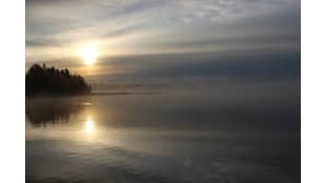 Kuva Päijänteeltä aamulla 25.8. Korpilahdelta