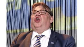 Perussuomalaisten puheenjohtaja Timo Soini piti puhetta puolueen eduskuntavaalien vaalivalvojaisissa Helsingissä.