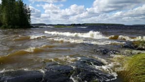 Myrskytuulta Näsijärven Kämmenniemessä lauantaina iltapäivällä.